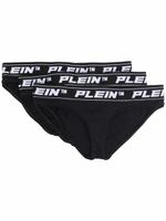 Philipp Plein lot de 3 slips à bande logo - Noir