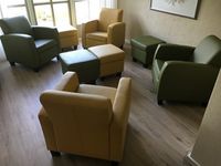 Set van 4 leren fauteuils met houten poten - met hocker - diverse kleuren leer - Echt leer, Landelijk, ontdek de vele Leersoorten en Kleuren bij ShopX