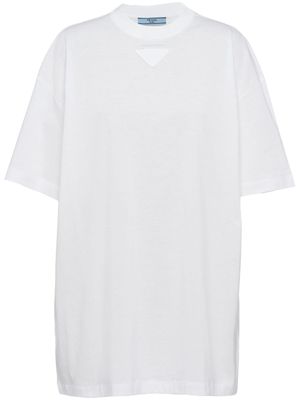 Prada t-shirt en jersey à plaque logo - Blanc