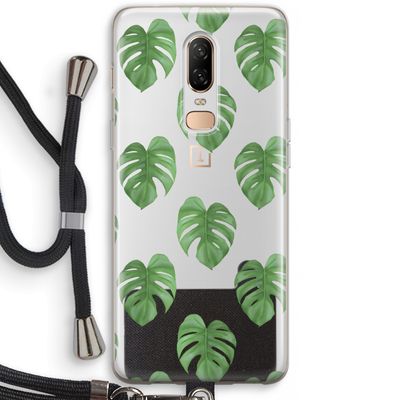 Monstera leaves: OnePlus 6 Transparant Hoesje met koord