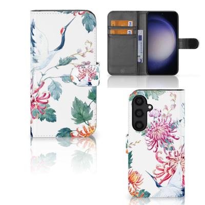 Samsung Galaxy S24 | Telefoonhoesje | Met pasjeshouder | Bird Flowers
