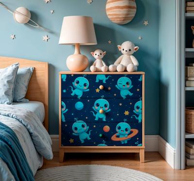 Blauwe astronomische wezens kast stickers