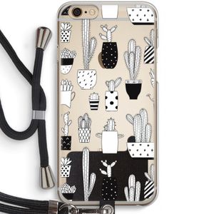 Cactusmotief: iPhone 6 / 6S Transparant Hoesje met koord