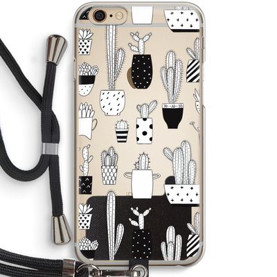 Cactusmotief: iPhone 6 / 6S Transparant Hoesje met koord