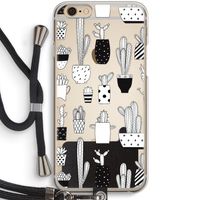 Cactusmotief: iPhone 6 / 6S Transparant Hoesje met koord
