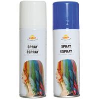 Carnaval verkleed haar verf/spray - blauw en wit - spuitbus - 125 ml - thumbnail