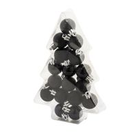 17x stuks kleine kunststof kerstballen zwart 3 cm mat/glans/glitter