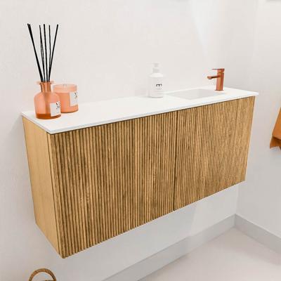 Toiletmeubel Mondiaz Joya | 90 cm | Meubelkleur Oak | Faye wastafel Talc Rechts | 1 kraangat Toiletmeubel Mondiaz Joya | 90 cm | Meubelkleur Oak | Faye wastafel Talc Rechts | 1 kraangat