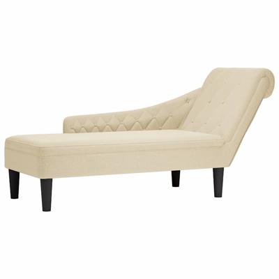 Chaise longue met kussen en rechterarmleuning stof crmekleurig
