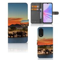 OPPO A78 5G | A58 5G | Telefoonhoesje | Met pasjeshouder | Olifanten