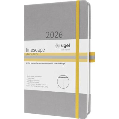 Sigel L2600 Weekkalender Linescape 2026 Hardcover DIN A5 Lichtgrijs, Geel 1 stuk(s) Aantal paginas: 176