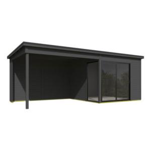Blokhut Julia 295x295 Aanbouw Carbon Grey - Outdoor life