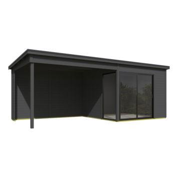 Blokhut Julia 295x295 Aanbouw Carbon Grey - Outdoor life