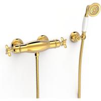 Douchekraan Tres Clasic | Opbouw | Thermostaatkraan | 1-weg | hoh 15 cm | 2-knops | Vintage | 24k Goud glans