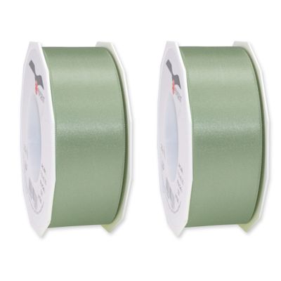 2x Luxe hobby/decoratie lichtgroene satijnen sierlinten breed 4 cm/40 mm x 25 meter