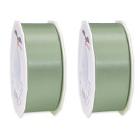 2x Luxe hobby/decoratie lichtgroene satijnen sierlinten breed 4 cm/40 mm x 25 meter