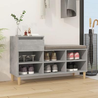 Schoenenkast 102x36x60 cm bewerkt hout betongrijs
