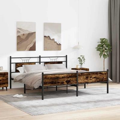 Bedframe zonder matras metaal gerookt eikenkleurig 180x200 cm