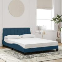 Bed met matras "Hanko" fluweel blauw 140x190 cm