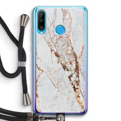 Goud marmer: Huawei P30 Lite Transparant Hoesje met koord