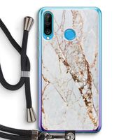 Goud marmer: Huawei P30 Lite Transparant Hoesje met koord
