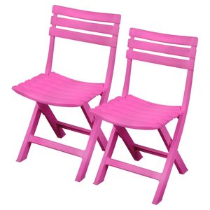 Klapstoel voor buiten/binnen - 2x - roze - 41 x 79 cm - stevig kunststof - Bijzet stoelen