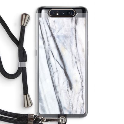 Gestreepte marmer: Samsung Galaxy A80 Transparant Hoesje met koord