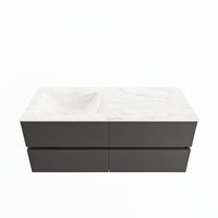 MONDIAZ VICA-DLUX 120cm badmeubel onderkast Dark grey 4 lades. Inbouw wastafel CLOUD links zonder kraangat, kleur Ostra.