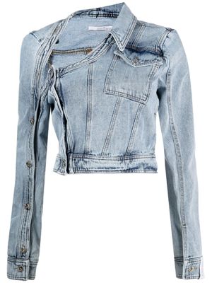 Rokh veste en jean à encolure asymétrique - Bleu