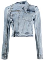 Rokh veste en jean à encolure asymétrique - Bleu