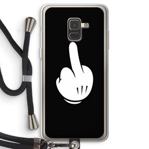 Middle finger black: Samsung Galaxy A8 (2018) Transparant Hoesje met koord