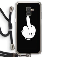 Middle finger black: Samsung Galaxy A8 (2018) Transparant Hoesje met koord