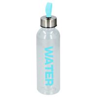 Waterfles / drinkfles / sportfles - transparant/turquoise - kunststof - 550 ml - schroefdop