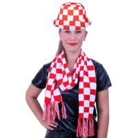 Carnaval Brabant thema - vissershoedje en feest sjaal - rood/wit geblokt