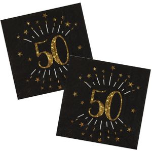 Verjaardag feest servetten leeftijd - 50x - 50 jaar - goud - 33 x 33 cm