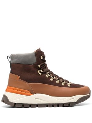 Santoni bottines à empiècement contrastant - Marron