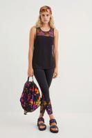 Legging met bloemen en doorzichtige stukken - BLACK - XS