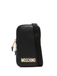 Moschino étui pour smartphone en cuir à logo - Noir