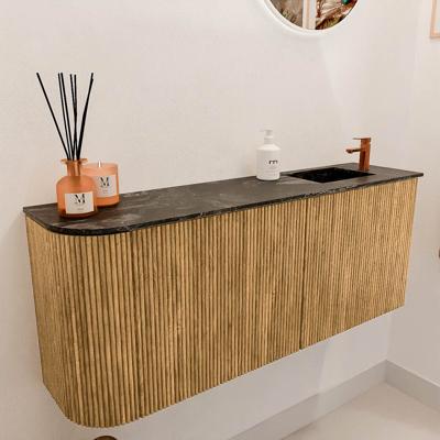 Toiletmeubel Mondiaz Joya Dlux | 101.6 cm | Meubelkleur Oak | Faye wastafel Lava Wasbak Rechts | 1 kraangat