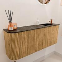 Toiletmeubel Mondiaz Joya Dlux | 101.6 cm | Meubelkleur Oak | Faye wastafel Lava Wasbak Rechts | 1 kraangat
