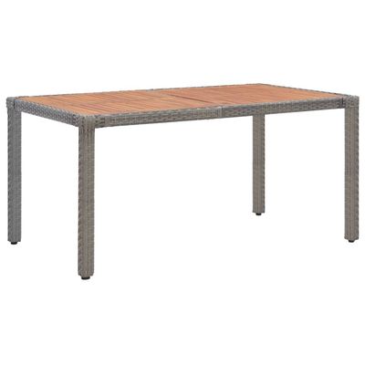 vidaXL Tuintafel 150x90x75 cm poly rattan en massief acaciahout grijs
