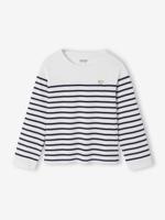 T-shirt met lange mouwen voor meisjes blauw, gestreept