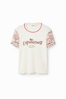 Gestructureerd T-shirt met tekst - WHITE - XS