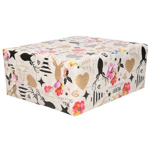 1x Rollen Kerst inpakpapier/cadeaupapier Kitsch wit/gekleurd 2,5 x 0,7 meter