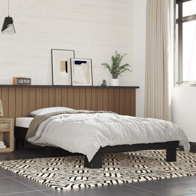 Bedframe bewerkt hout en metaal zwart 90x190 cm