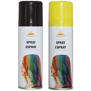 Carnaval verkleed haar verf/spray - zwart en geel - spuitbus - 125 ml