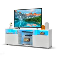 Led-TV-Kast Televisietafel TV-Rek voor Televisie tot 65 Inch Televisiekast met Verstelbare Planken TV-Standaard Modern Wit