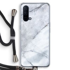Witte marmer: OnePlus Nord CE 5G Transparant Hoesje met koord