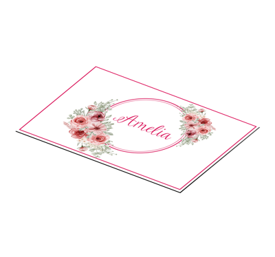 Placemat bloemen Roze bloemen op witte achtergrond