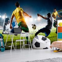 Zelfklevend fotobehang - Defensieve Tackle, Voetbal, premium print - thumbnail